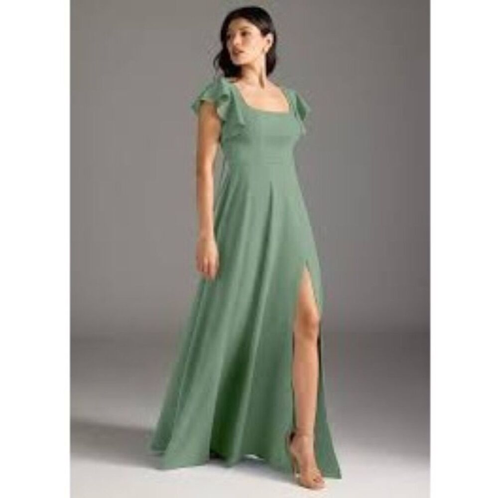 Women’s Bridesmaid Square Neck Flutter Sleeve Prom Dress Size 12